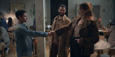 Ariana DeBose as Chef, Arian Moayed as Andreas and Barbie Ferreira as Lucia

 Photo