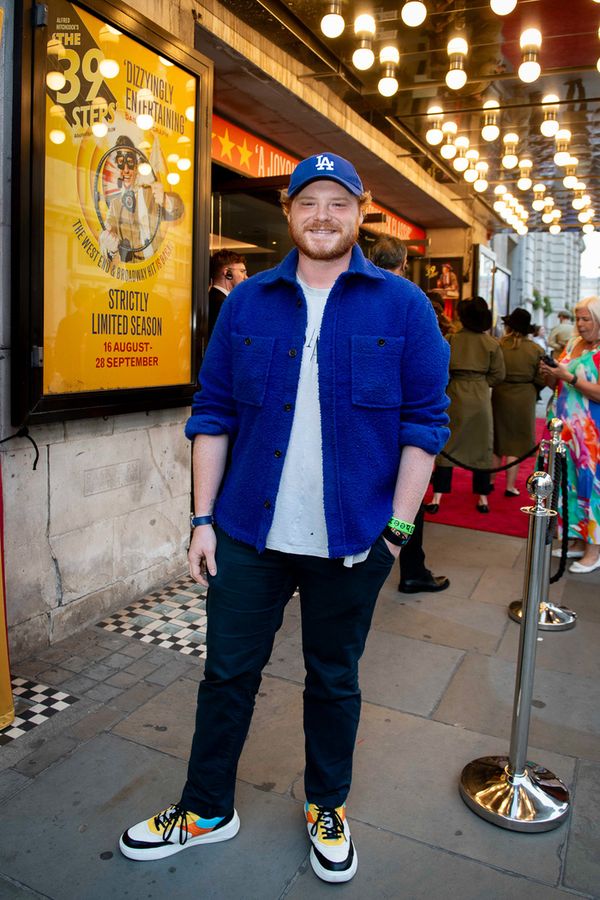 Sam Williams arrives at The 39 Steps press night at the Trafalgar Theatre, London. Pi Photo