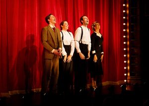 Tom Byrne, Maddie Rice, Eugene McCoy and Safeena Ladha on stage for The 39 Steps press night curtain call at the Trafalgar Theatre, London. Picture date: Monday 19th August 2024. Credit: DavidJensen @ BroadwayWorld Tom Byrne, Maddie Rice, Eugene McCoy and Safeena Ladha on stage for The 39 Steps pres Photo