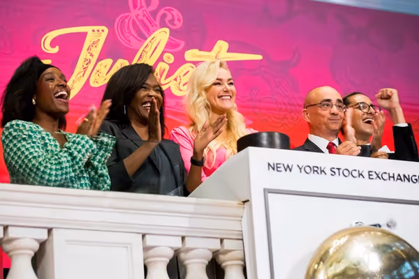 Khailah Johnson, Jeannette Bayardelle, Betsy Wolfe, NYSE representative, Matt Raffy Photo