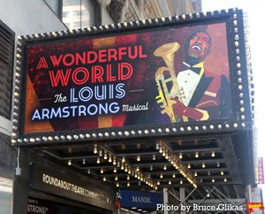 Signage for 'A Wonderful World: The Louis Armstrong Musical' Cast at Studio 54 Photo
