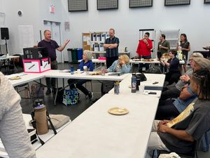 Scenic designer Walt Spangler shares the set of Babbitt with the cast and creative team. @ BroadwayWorld Scenic designer Walt Spangler shares the set of Babbitt with the cast and creative te Photo