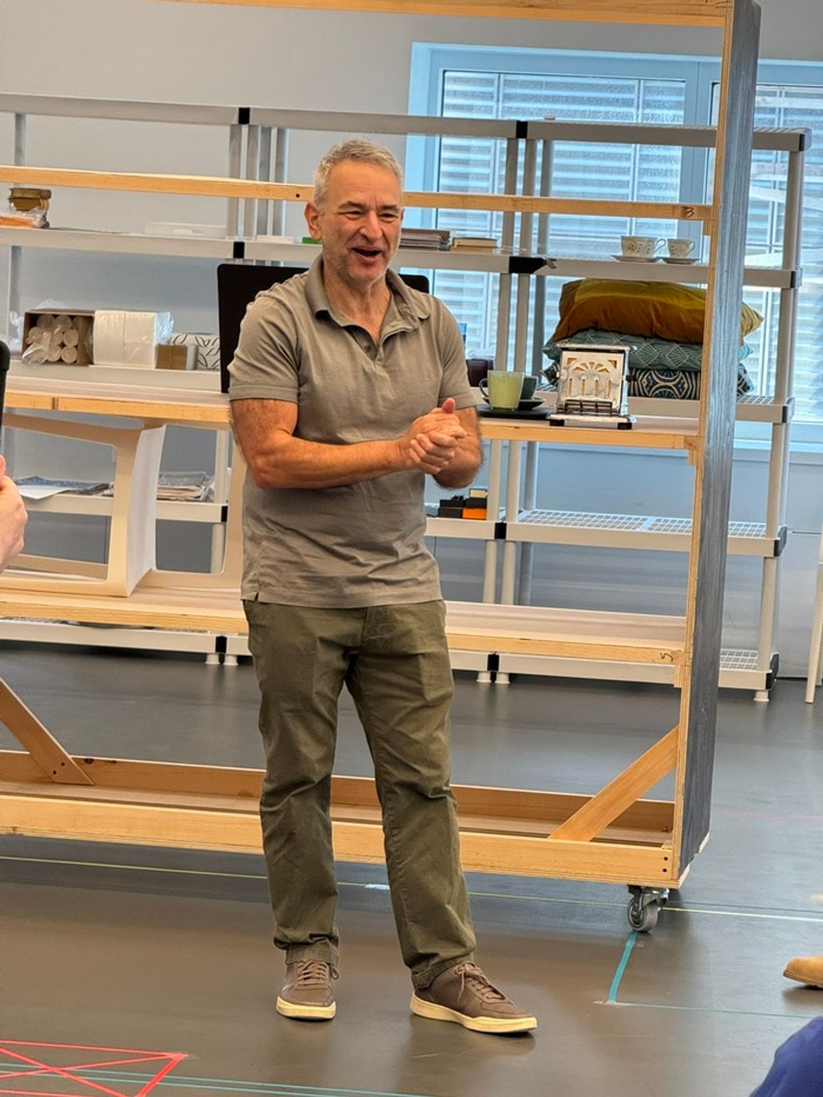 Playwright Joe DiPietro address the cast and creative team of Babbitt. at 