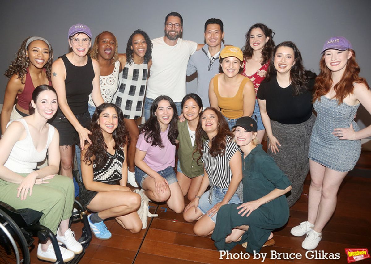 Daniel Dae Kim, Ryan Eggold, Shannon Tyo pose with The Cast of 'Suffs' at 