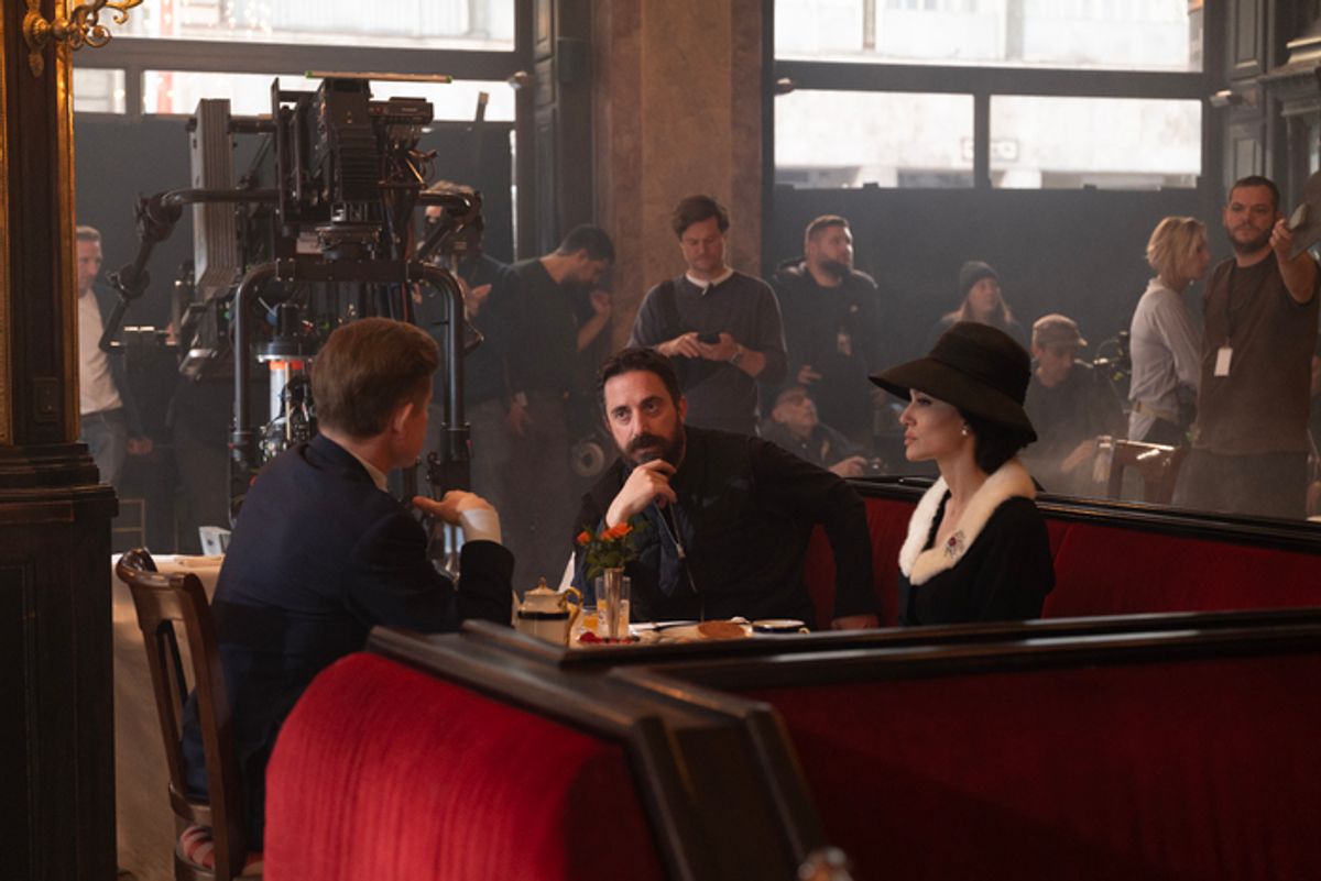 Caspar Phillipson as JFK, Director Pablo Larraín and Angelina Jolie as Maria Callas at 