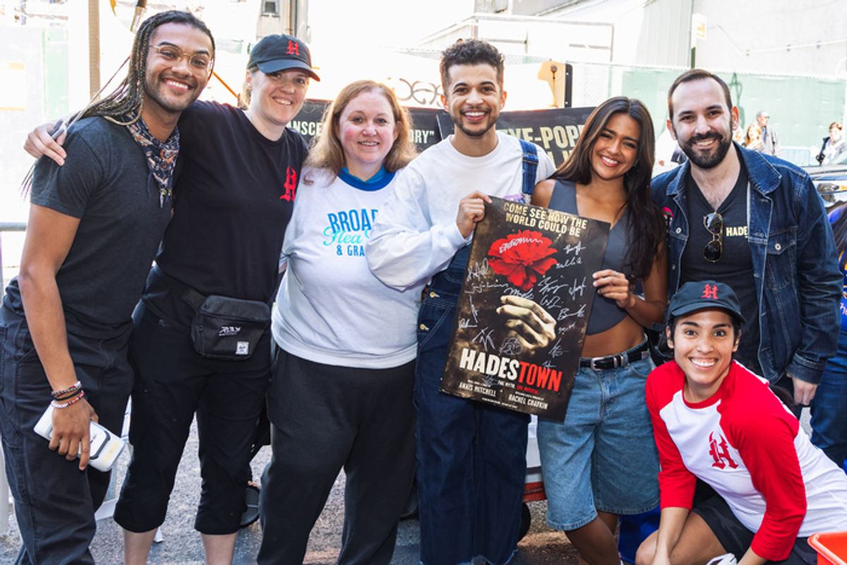 Jordan Fisher, Maia Reficco, and the Hadestown table at 