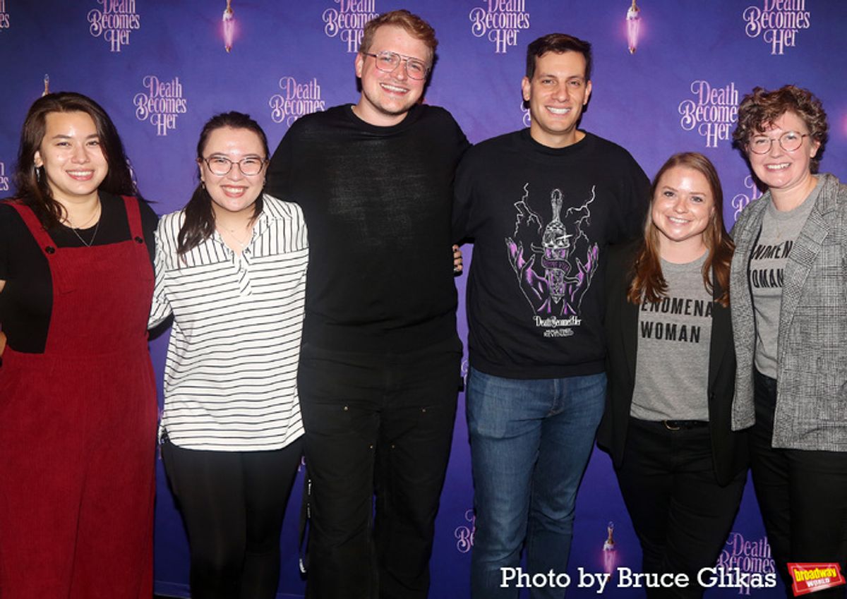 'Death Becomes Her' Stage Management Team Caroline Duffin, Liz Beatty, Luke Anderson, Lee Micklin, McKenzie Murphy and Rachel Sterner at 