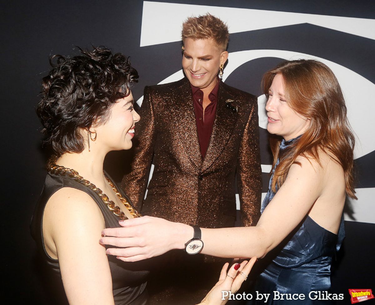 Auliʻi Cravalho, Adam Lambert and Director Rebecca Frecknall at 