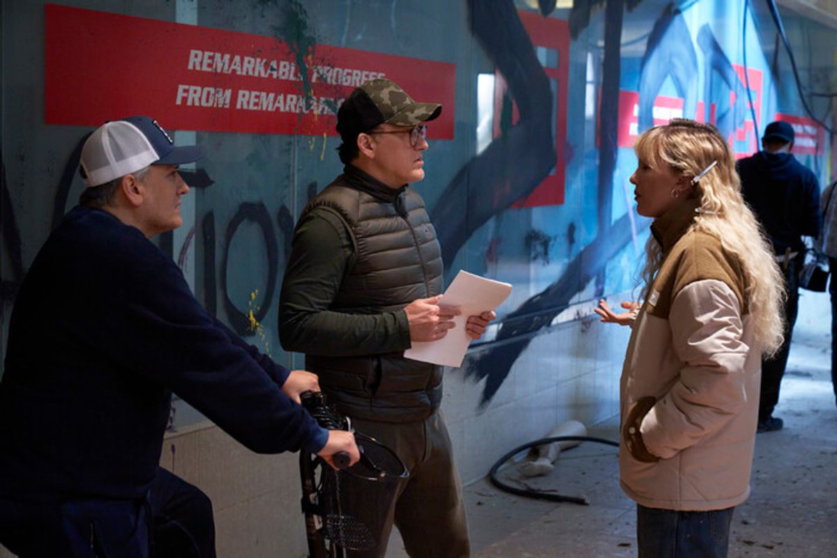 Joe Russo (Director), Anthony Russo (Director) and Millie Bobby Brown at 
