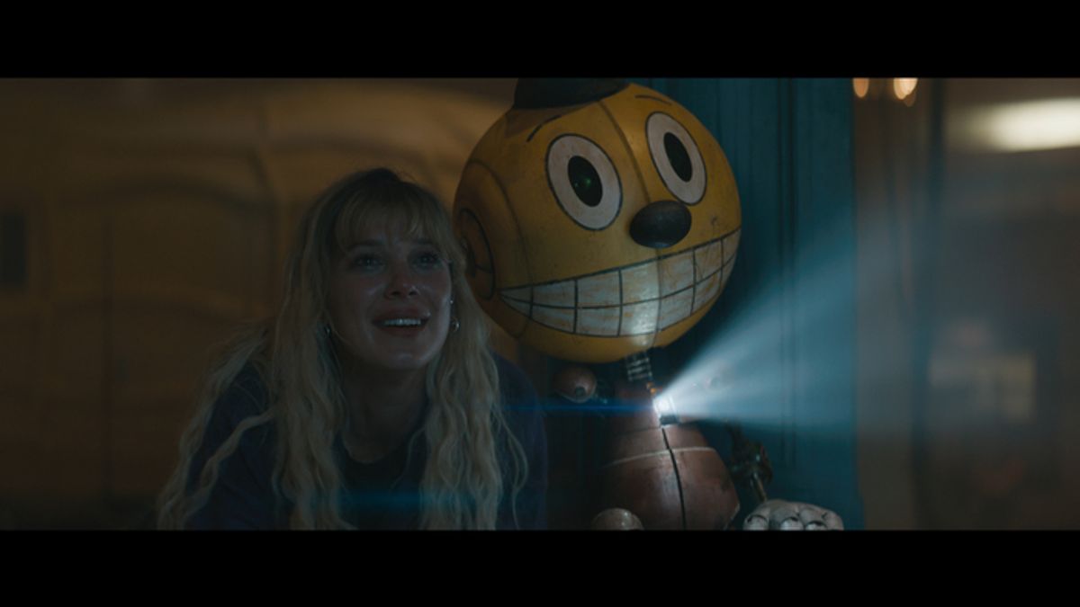 Millie Bobby Brown with Cosmo (voiced by Alan Tudyk) at 