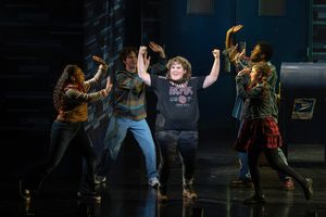 Emily Koch (center) and company in the National Tour of KIMBERLY AKIMBO Photo