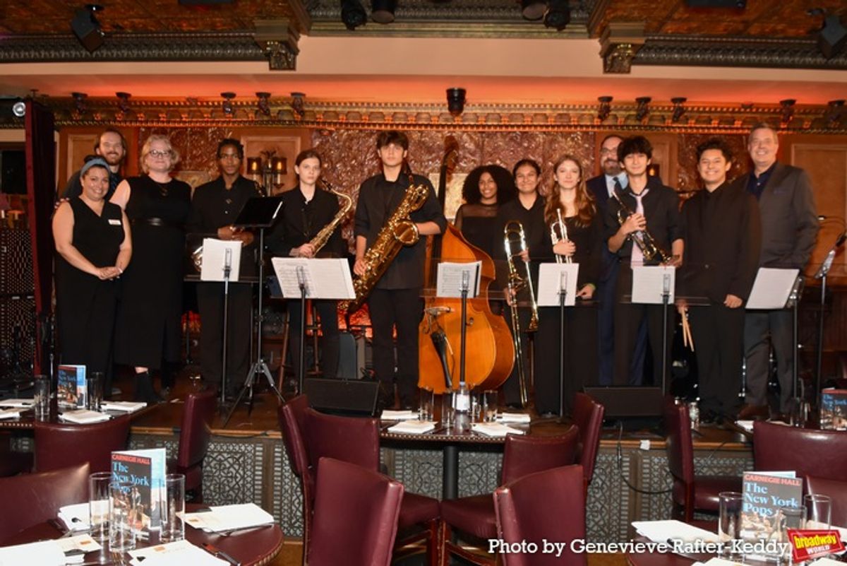 Steven Reineke, Anne . Swanson, Analisa Bell, Brian Worsdale with members of Kids on Stage that includes-Law Watford (Alto Saxophone), Ekaterina Chizhova (Tenor Saxophone), Dean Saghafi (Baritone Saxophone), Alicja Koziel (Trumpet), Leo Pitaru (Trumpet), Lev Estevez (Trombone), Chase Haimoff (Drums), Liana Logan (Bass) and Blake Brauer (Piano) at 
