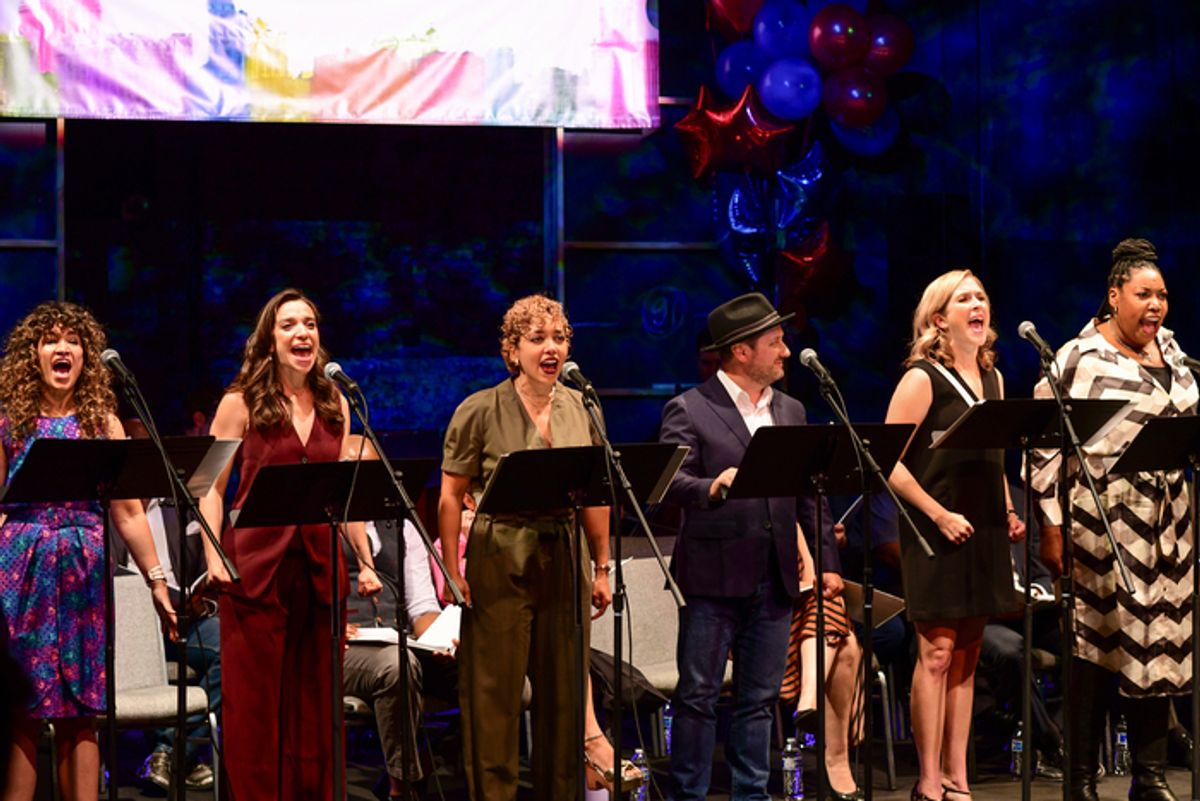 Sarah Stiles, Alex Finke, Claire Saunders, Christopher Fitzgerald, Leah Horowitz, and Aurelia Williams at 