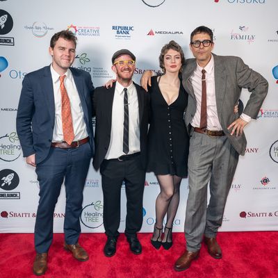 Annie H gg and the High Kicks; Left to right: Pat Brennan, Seth Myers, Annie H gg, Iz Photo