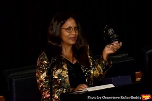 Magaly Colimon-Christopher with Award for the family of Frank Silvera Photo