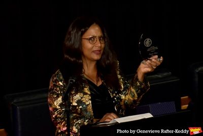 Magaly Colimon-Christopher with Award for the family of Frank Silvera Photo