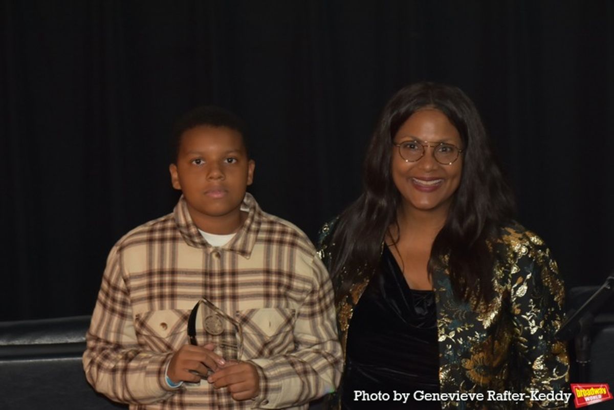 Jayden Hargrove accepts the award on behalf of the family of Frank Silvera from Magaly Colimon-Christopher at 