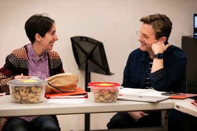 Mercutio Loves Romeo Loves Juliet playwright Gina Femia (left) and director Scott Ebe Photo