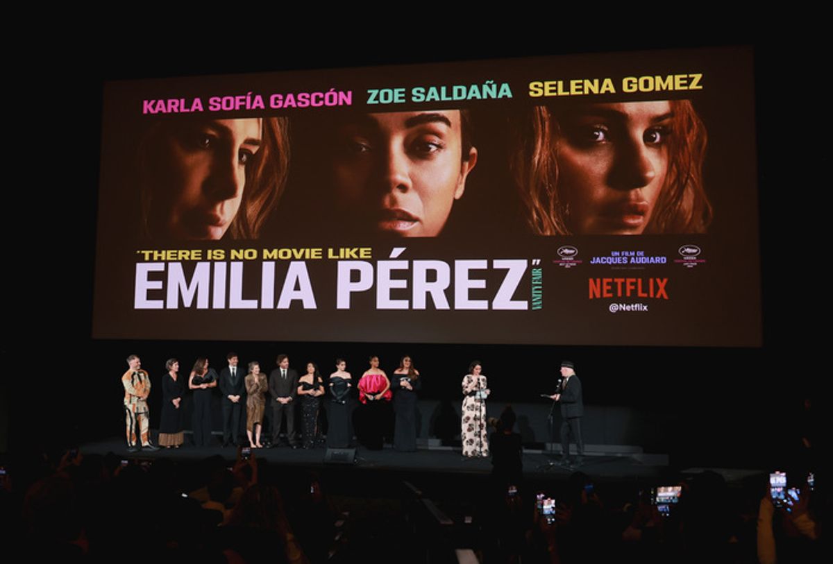 Damien Jalet, Juliette Welfling, Virginie Montel, Clément Ducol, Camille Dalmais, Édgar Ramírez, Adriana Paz, Selena Gomez, Zoe Saldana, Karla Sofía Gascón, Marine Boca, and Jacques Audiard at 