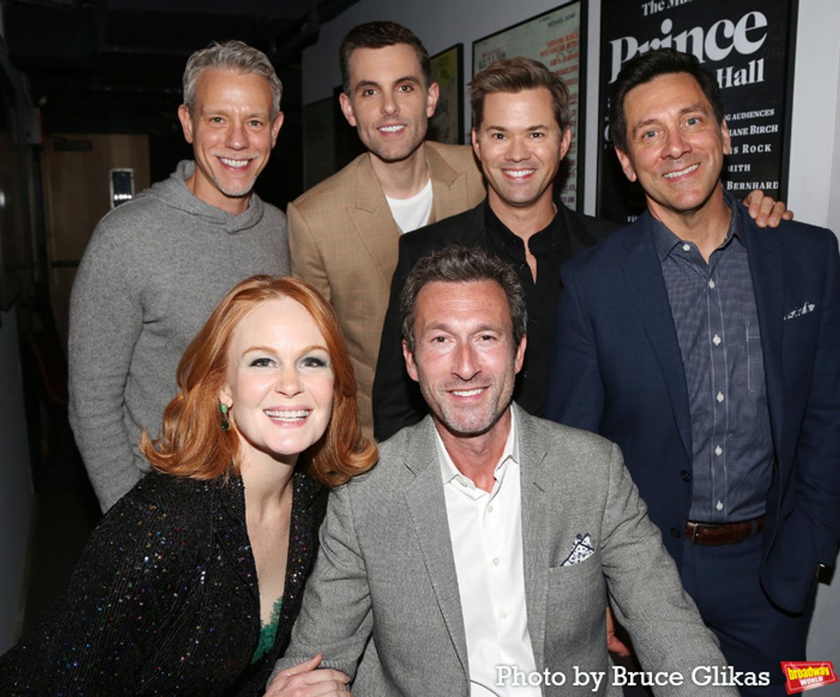 Adam Pascal, Kate Baldwin, Zak Resnick, Aaron Lazar, Andrew Rannells and Director Michael Berresse at 