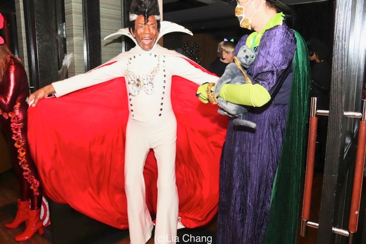 Grand Marshal André De Shields and Drew Wutke arrive at the VIP reception at The Dominick Hotel. at 