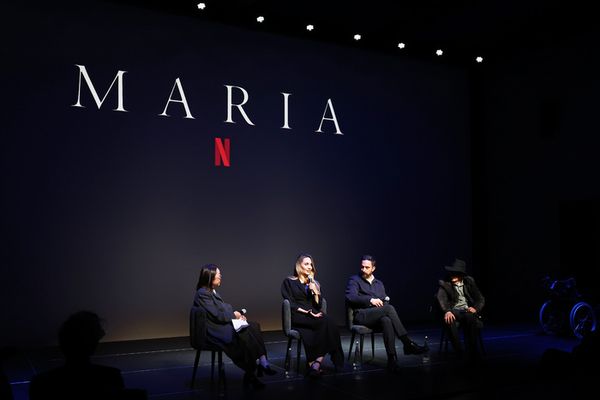 Lulu Wang, Angelina Jolie, Pablo Larraín and Edward Lachman Photo