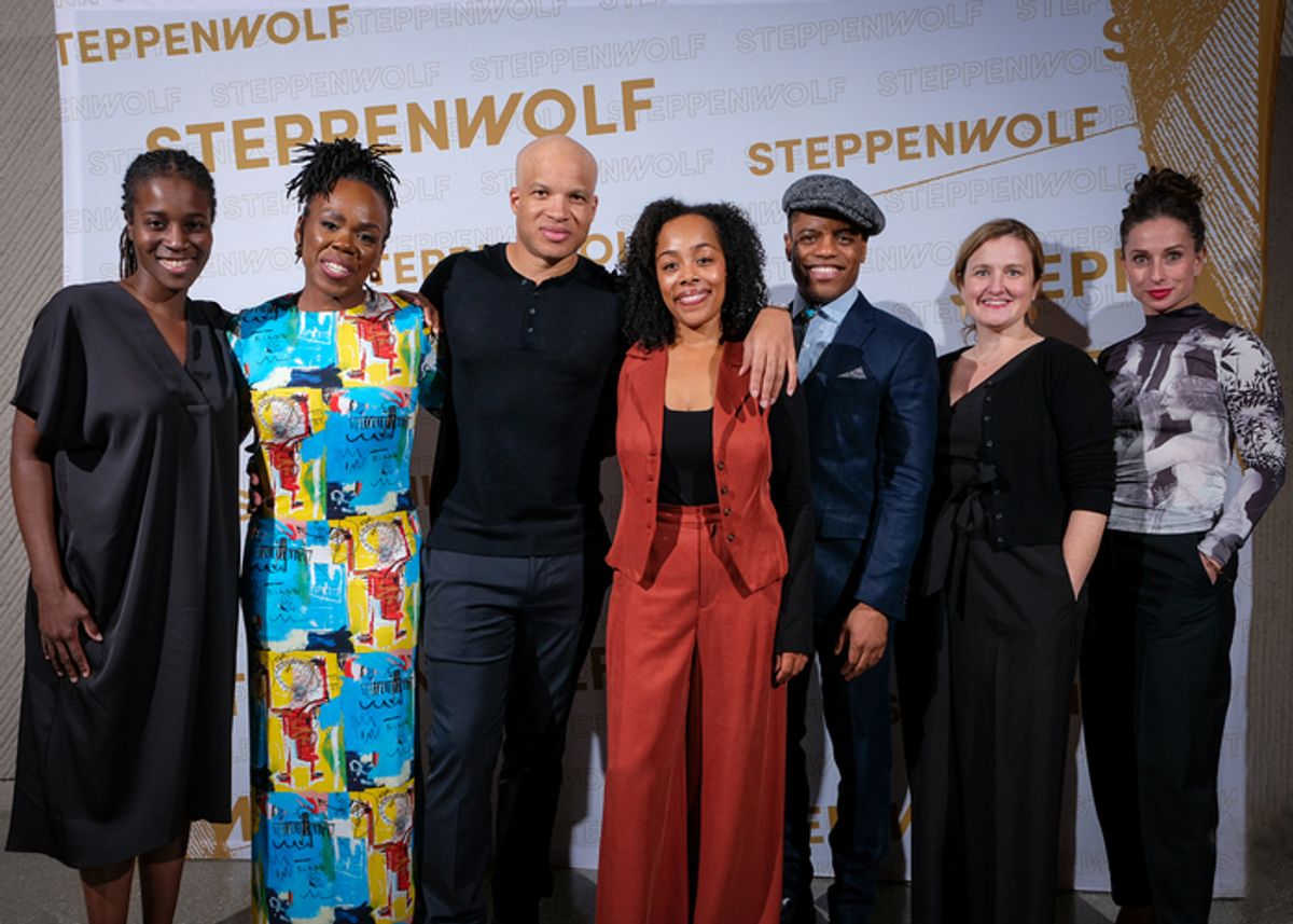 Director Awoye Timpo, Playwright Ngozi Anyanwu, Artistic Director Glenn Davis, Brittany Bradford, ensemble member Jon Michael Hill, Executive Director Brooke Flanagan and Artistic Director Audrey Francis at 