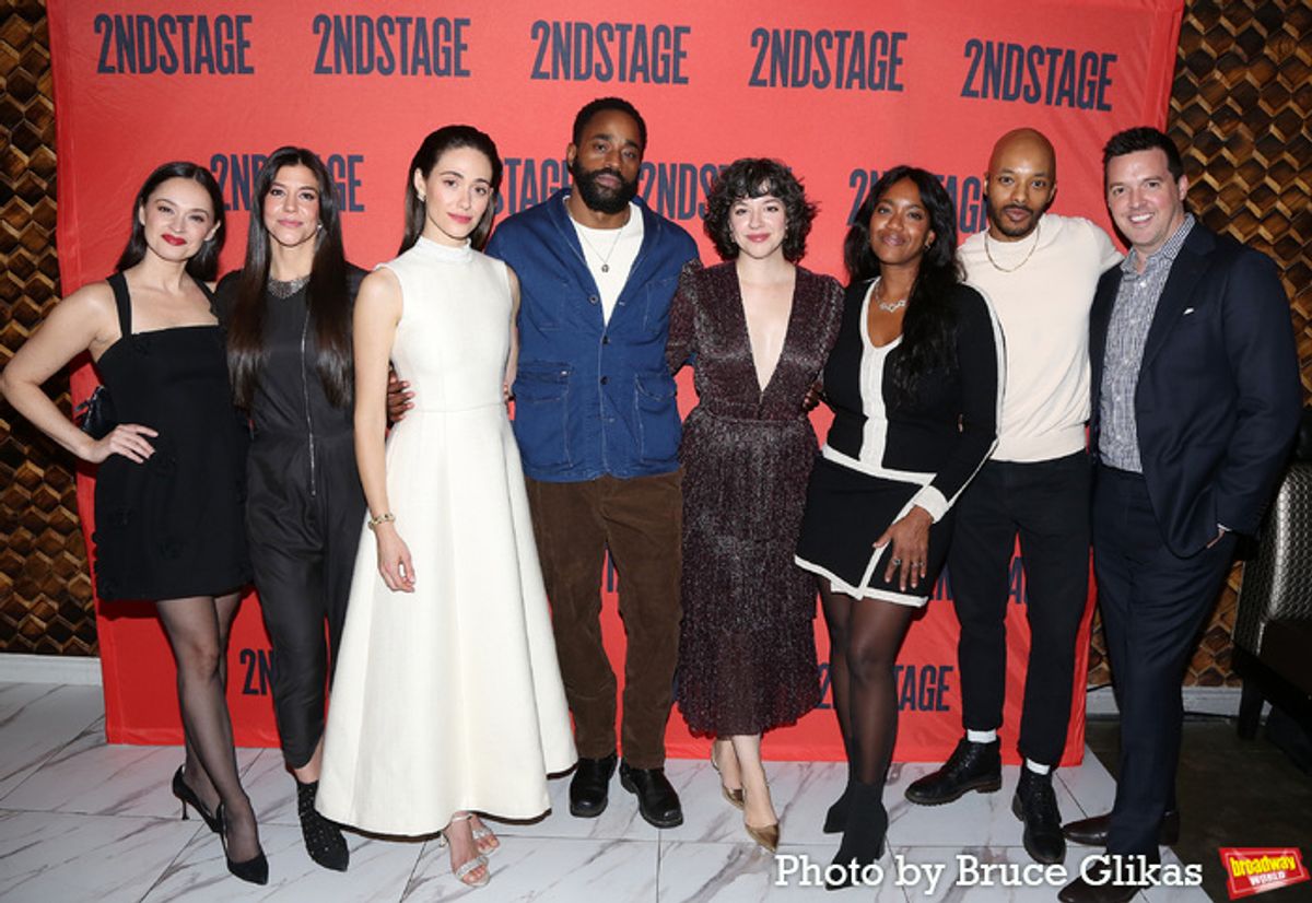 Zoe Winters, Emmy Rossum and Motell Foster, Playwright Amy Berryman and Director Whitney White and Interim Artistic Director Bennett Leak at 