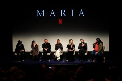 Ed Lachman, Massimo Cantini Parrini, Pamela Goldammer, Angelina Jolie, Pablo Larraín Photo