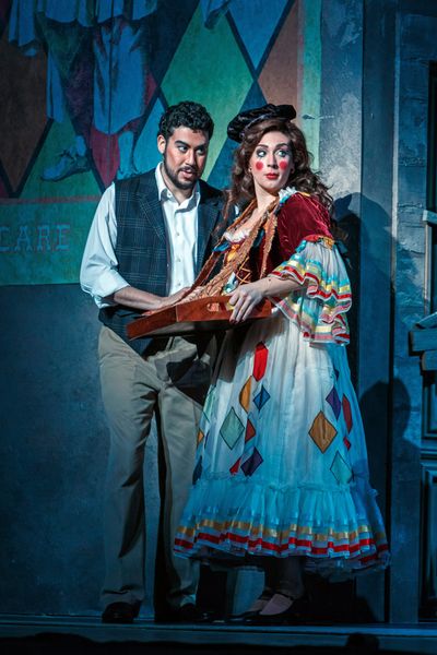 Nedda (Caitlin Gotimer) and Silvio (Ricardo Jose Rivera) make plans Photo