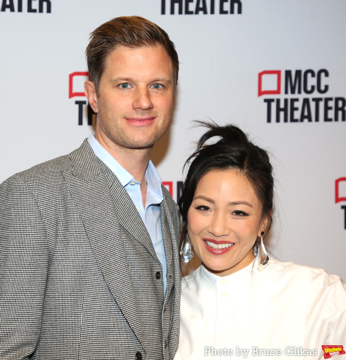 NEW YORK, NEW YORK - NOVEMBER 18: Michael Oberholtzer and Constance Wu pose at the opening night of 'Shit.Meet.Fan.' at MCC Theater on November 18, 2024 in New York City. (Photo by Bruce Glikas/WireImage) at 