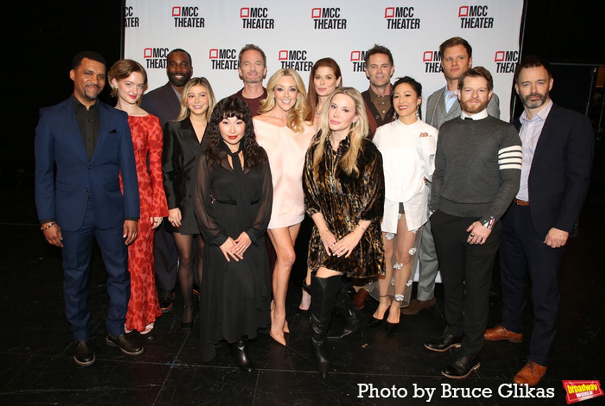 NEW YORK, NEW YORK - NOVEMBER 18: The cast of 'Shit.Meet. Fan.' poses at the opening night of 'Shit.Meet.Fan.' at MCC Theater on November 18, 2024 in New York City. (Photo by Bruce Glikas/WireImage) at 