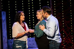 Lern Morrison (NESSA), Lily Garnett (GRETA) and Adam DelMedico (GEORGE) in THE RED ST Photo