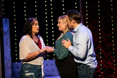 Lern Morrison (NESSA), Lily Garnett (GRETA) and Adam DelMedico (GEORGE) in THE RED ST Photo