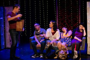 Adam DelMedico (GEORGE), John Devennie (ENSEMBLE), Lern Morrison (NESSA), Carly Skubick-Clark (SAMI) and Kimberly Luffman (ENSEMBLE) in THE RED STRING. Photo Credit: Kirk Moore @kirkmoorephoto @ BroadwayWorld Adam DelMedico (GEORGE), John Devennie (ENSEMBLE), Lern Morrison (NESSA), Carly Skubi Photo