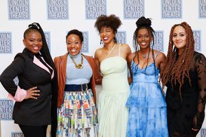 Director Lileana Blain-Cruz and playwright Katori Hall with the understudies of THE B Photo