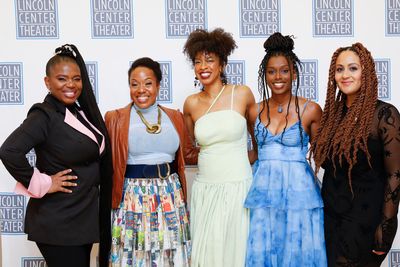 Director Lileana Blain-Cruz and playwright Katori Hall with the understudies of THE B Photo