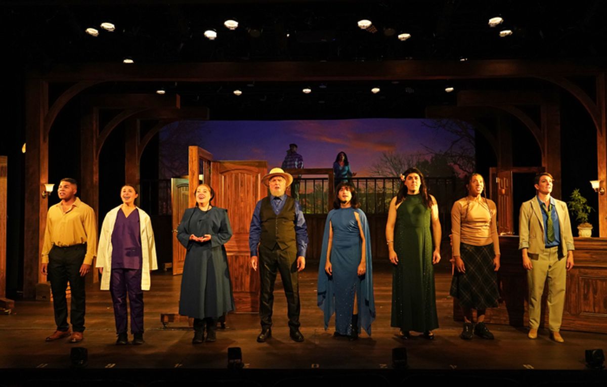 Christian Magby, Mia Pinero, Jillian Louis, Robert Cuccioli, Darius Harper (in rear), Debra Walton (in rear), Pablo Torres, Michael Yeshion, Jayae Riley, Jr., Jennifer Byrne at 