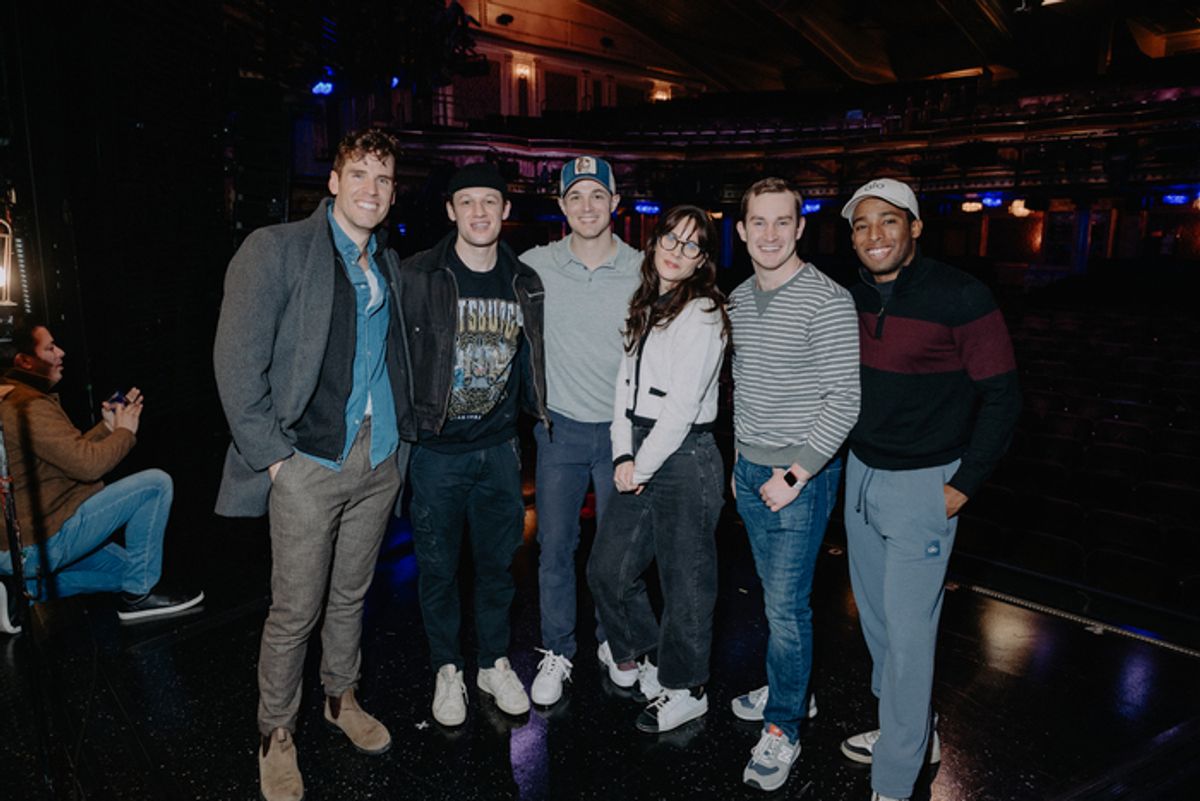 Zooey Deschanel and Jonathan Scott  Visit Back to the Future on Broadway  at 