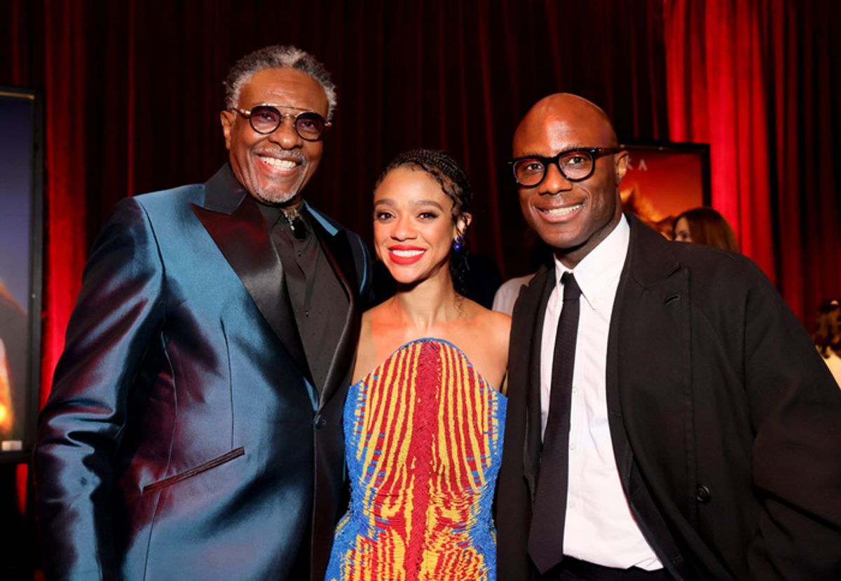 HOLLYWOOD, CALIFORNIA - DECEMBER 09: (L-R) Keith David, Tiffany Boone and Barry Jenkins attend the world premiere of Disney's Mufasa: The Lion King at the Dolby Theatre in Hollywood, California on December 09, 2024. (Photo by Rodin Eckenroth/Getty Images for Disney) at 