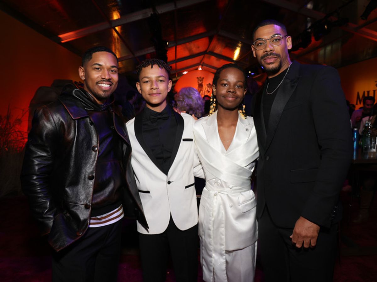 HOLLYWOOD, CALIFORNIA - DECEMBER 09: (L-R) Kelvin Harrison Jr., Theo Somolu, Braelyn Rankins and Aaron Pierre attend the world premiere of Disney's Mufasa: The Lion King at the Dolby Theatre in Hollywood, California on December 09, 2024. (Photo by Rodin Eckenroth/Getty Images for Disney) at 
