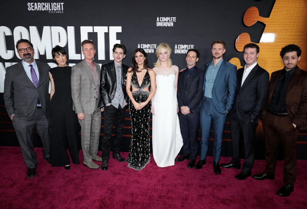 James Mangold, Eriko Hatsune, Edward Norton, Timothée Chalamet, Monica Barbaro, Elle Fanning, Scoot McNairy, Boyd Holbrook, Will Harrison and Nick Pupo at 