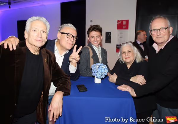 Harvey Fierstein, Rick Miramontez, Timmy Boyko, Joan Marcus and Adrian Bryan-Brown Photo