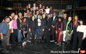 Producers Matthew Knowles, Gena Avery Knowles, Tonya Lewis Lee, Les Coney pose with the cast backstage at ''A Wonderful World: The Louis Armstrong Musical'' @ BroadwayWorld Producers Matthew Knowles, Gena Avery Knowles, Tonya Lewis Lee, Les Coney pose with t Photo