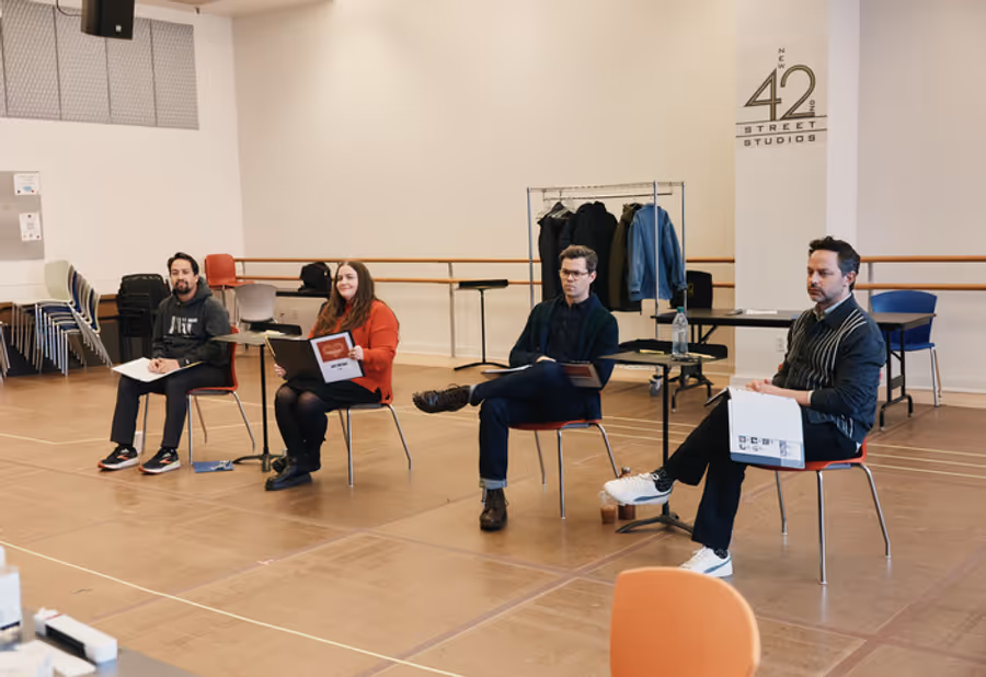 Photos: Lin-Manuel Miranda, Aidy Bryant, Nick Kroll, and Andrew Rannells in Rehearsal For ALL IN  Image