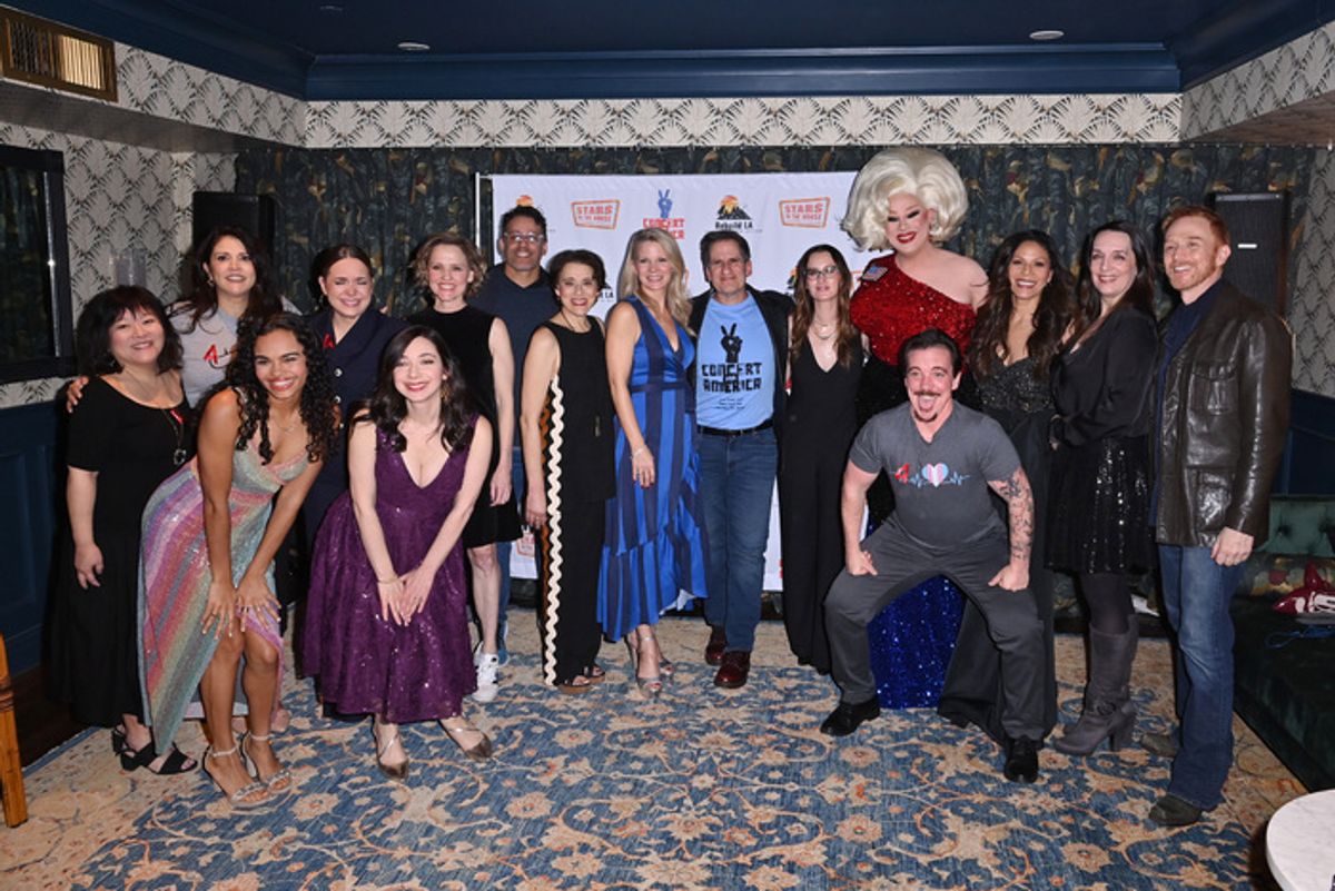 NEW YORK, NEW YORK - JANUARY 20: (L-R) Ann Harada, Cecily Strong, Lorna Courtney, Jessica Vosk, Julie Benko, Anika Larsen, Luis Salgado, Judy Kuhn, Kelli O'Hara, Seth Rudetsky, Ingrid Michaelson, Nina West, Hennessy Winkler, Merle Dandridge and Julia Murney attend the Concert for America 2025 at The Town Hall on January 20, 2025 in New York City. (Photo by Bryan Bedder/Getty Images for Concert for America) at 