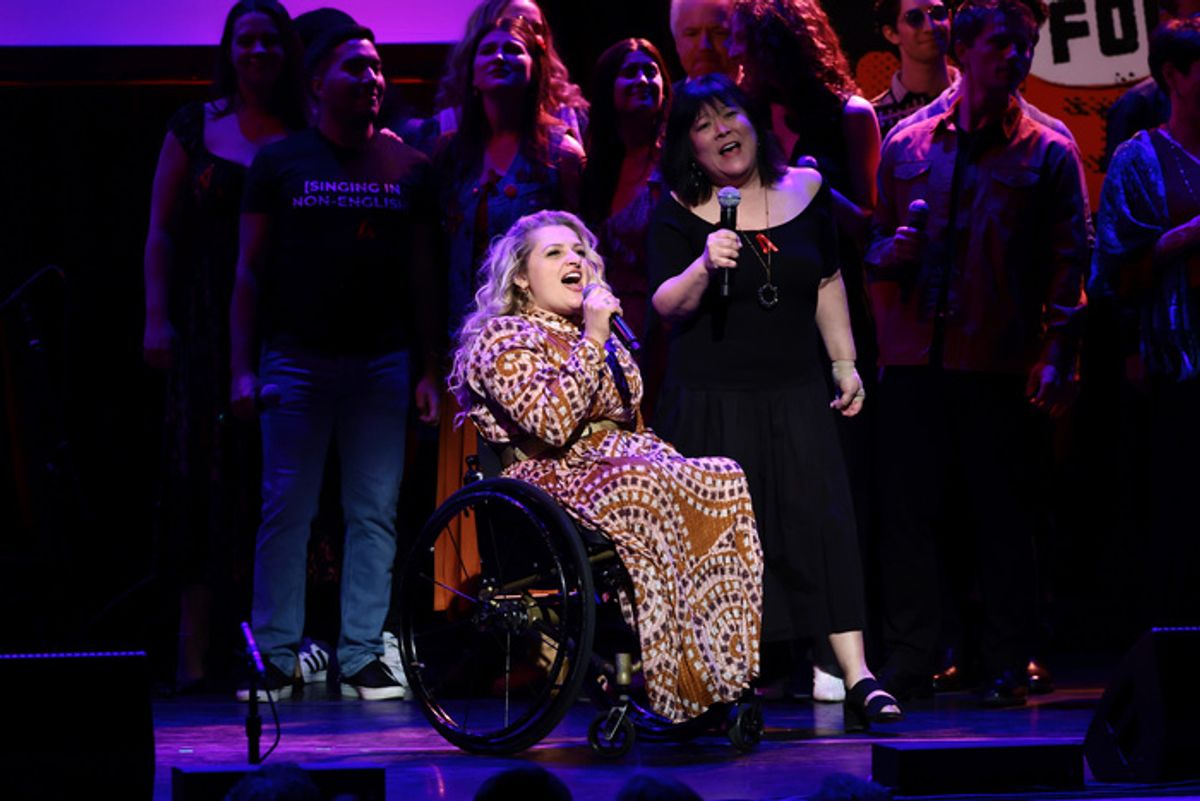 NEW YORK, NEW YORK - JANUARY 20: Ali Stroker and Ann Harada perform onstage at the Concert for America 2025 at The Town Hall on January 20, 2025 in New York City. (Photo by Dimitrios Kambouris/Getty Images for Concert for America) at 