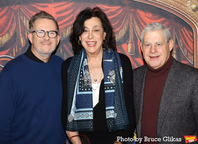 Matthew Bourne, MTC Artistic Director Lynne Meadow and Sir Cameron Mackintosh Photo