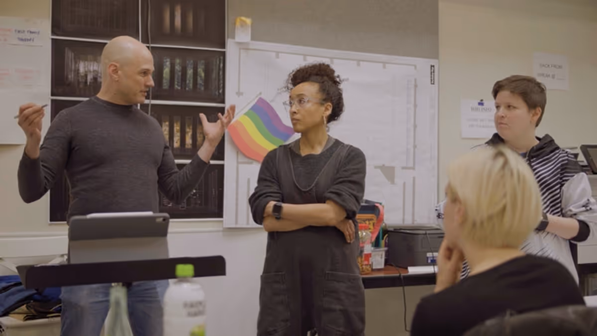 Keith Bunin (Playwright), Yasmine Lee (Movement Director), Rachel Zucker (Stage Manager), and Tyne Rafaeli (Director)  at 