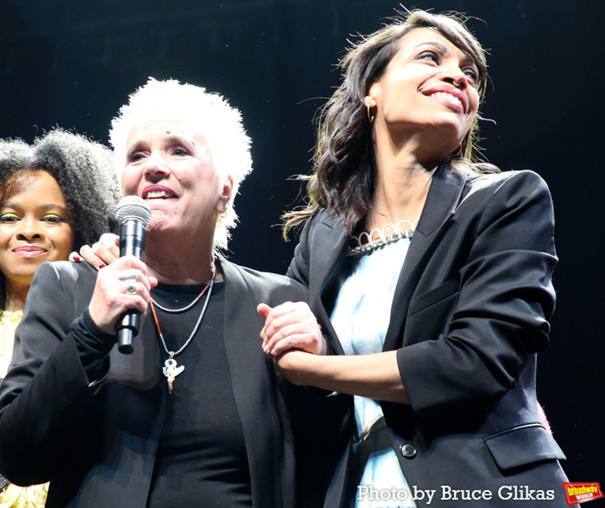 V (formerly Eve Ensler) and Rosario Dawson at 